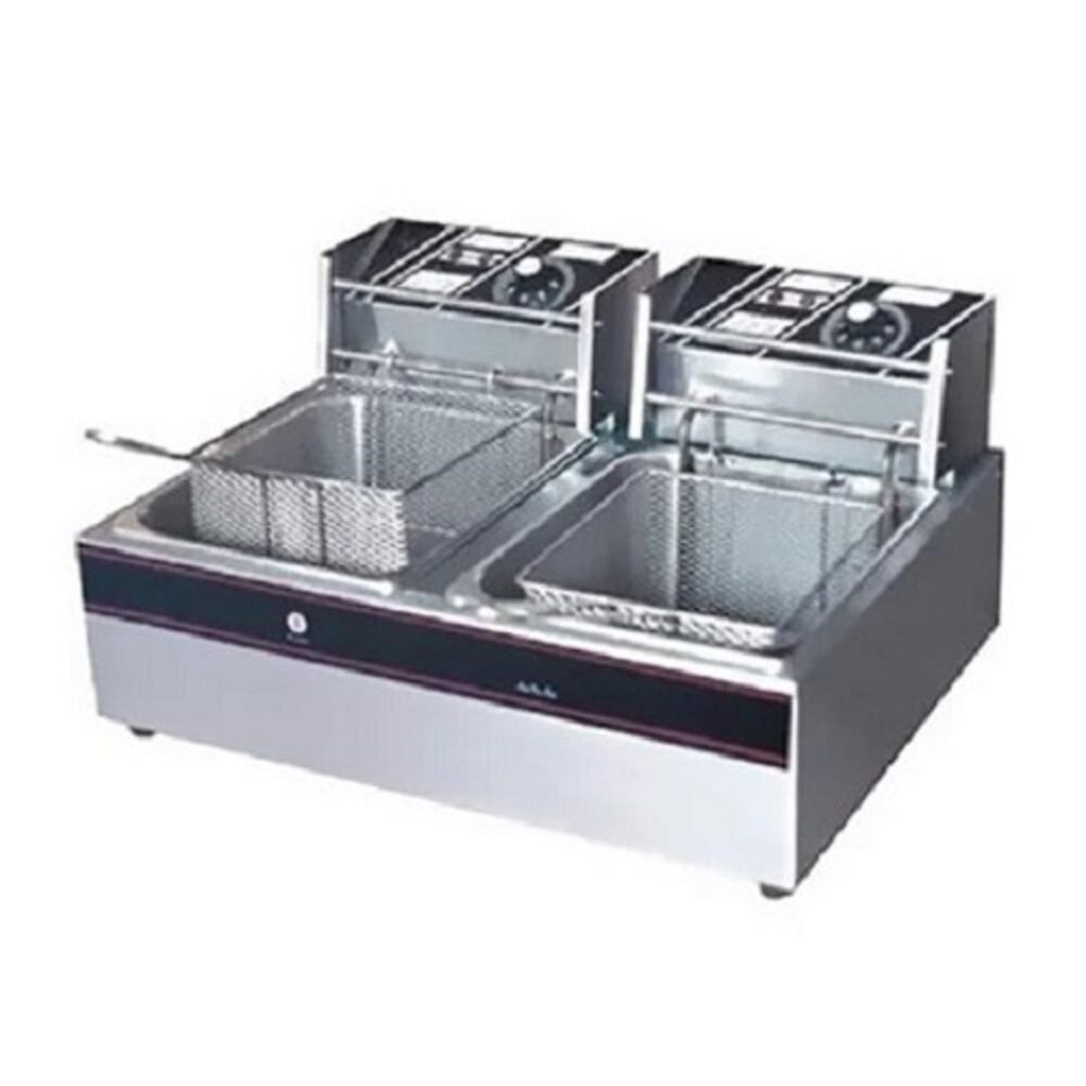 Freidora Eléctrica Sobremesa 2 Tachos Modelo Hef-82 Linea Economica | Plata image number 0.0